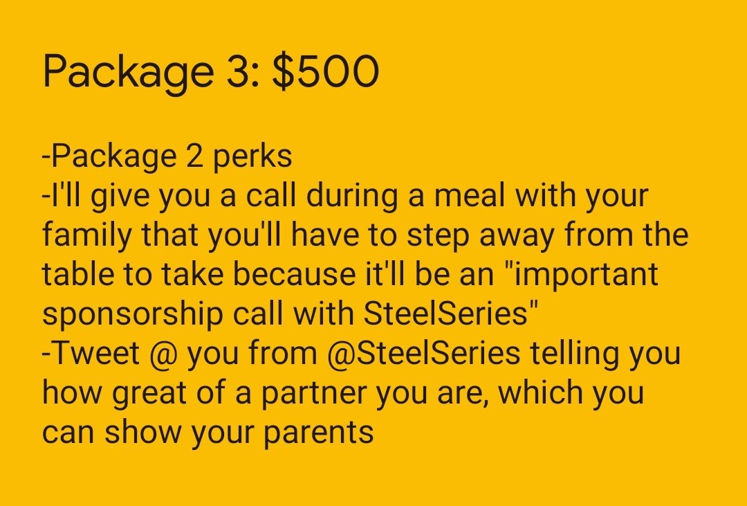 SteelSeries's tweet photo. let me help you out today so your family thinks all the time you spend gaming is worth it and you can show off your "official partnership" https://t.co/Vw86fCxHS9