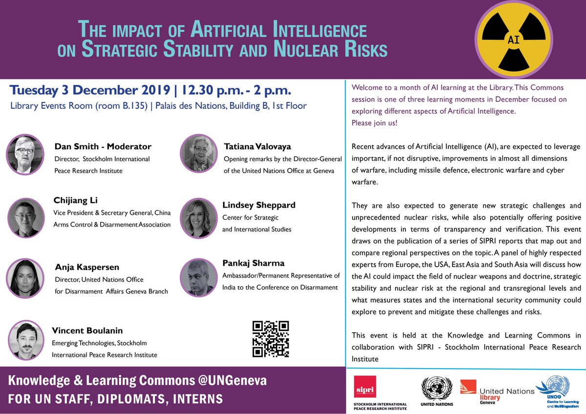 Unoda Geneva Interested In The Impact Of Ai On Nuclear Risk And Strategic Stability Join Us 3 Dec At 12 30 P M For An Interactive Learning Event In The Unoglibrary Knowledge