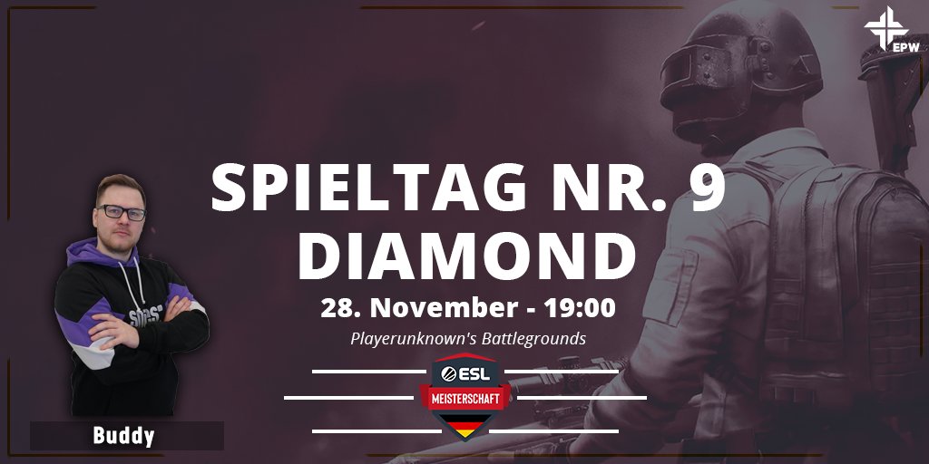 Die #ESLMeisterschaft, 2 Jahre alt, ledig, gepflegtes Auftreten sucht neuen Meister, ab 18 Jahren, Dominant im Leaderboard.

Bitte melden

📸twitch.tv/esl_pubg_de
🎙️ <a href="/SuperBuddyYT/">Ben Buddy Peters</a>