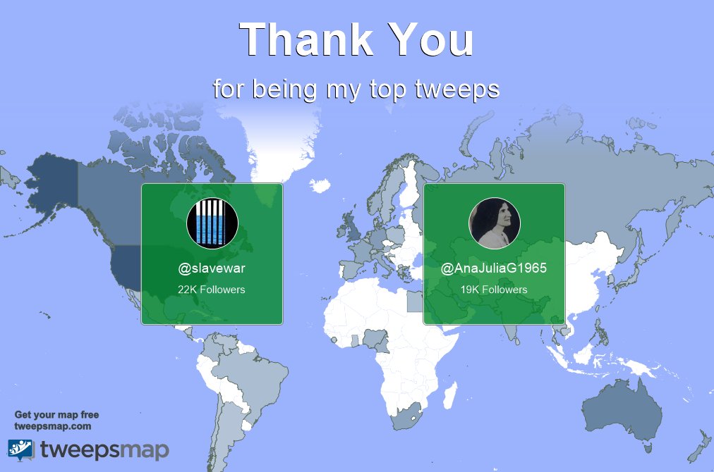 Special thanks to our top new tweeps this week @slavewar, @AnaJuliaG1965