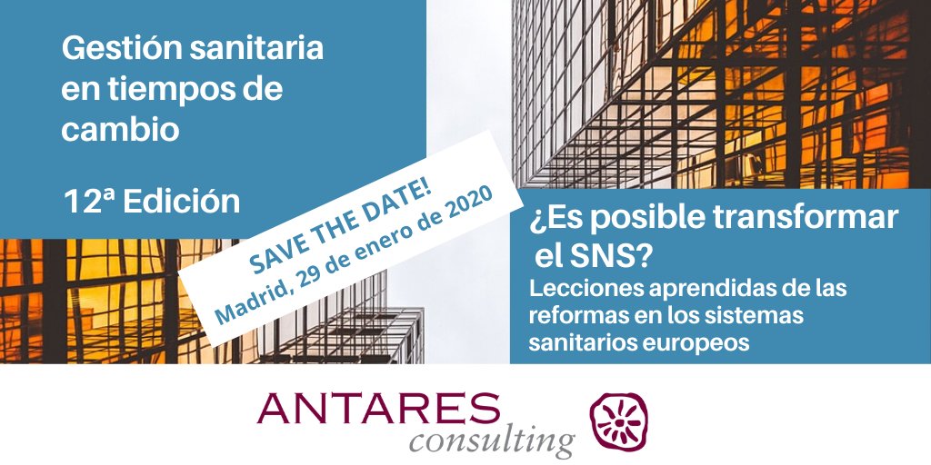 Muy contentos de anunciar la 12ª edición de nuestra jornada "Gestión sanitaria en tiempos de cambio". El tema d este año: "¿Es posible transformar el SNS? Lecciones aprendidas de las reformas en los sistemas sanitarios europeos .SAVE THE DATE! Inscripción: shorturl.at/cgiU3