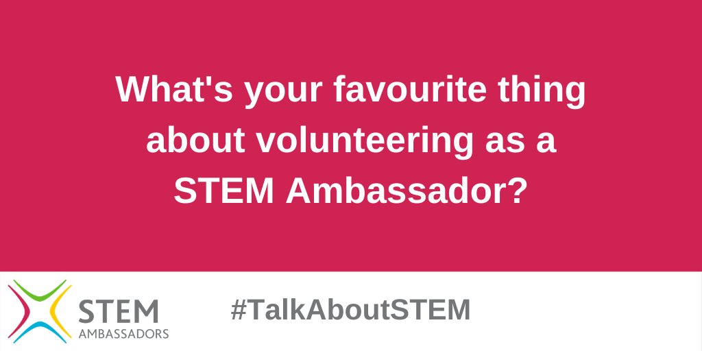 STEMAmbassadors's tweet photo. We love hearing about your experiences as a STEM Ambassador! With exactly a week to go until #VolunteersDay, why not share what your favourite thing is about volunteering?
Tweet us your answer using the hashtag #TalkAboutSTEM https://t.co/cJ7BP1C7Ho