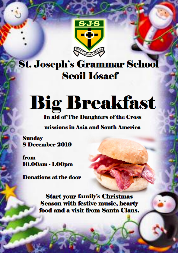 redeptsjs's tweet image. On Sunday 8th December we will hold a Big Breakfast in school in aid of The Daughters of the Cross missions in Asia and South America. We welcome all those connected with St Joseph’s to come along and support this worthy cause and help the sisters continue their work world wide.