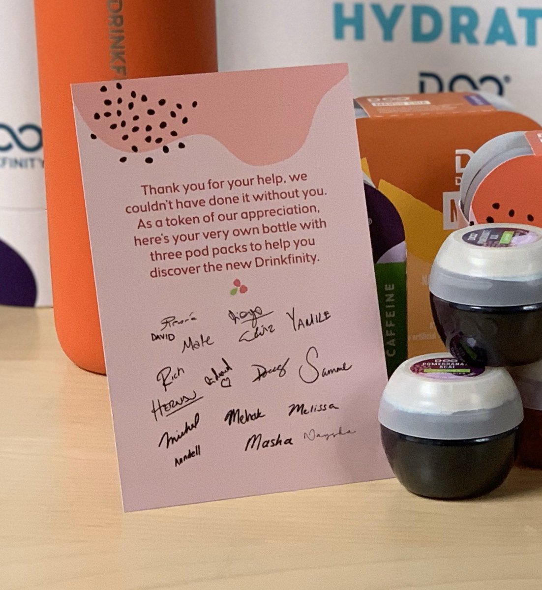 costrategix's tweet photo. It's Thanksgiving Day and look what arrived in the mail! We are so grateful for having had such a wonderful opportunity to work with the amazing Drinkfinity team. Thank you for your words and the pods! We love them!
#Thanksgiving2019 #HappyThanksgiving #Drinkfinity #ClientSpeak https://t.co/alFjkmiG9U