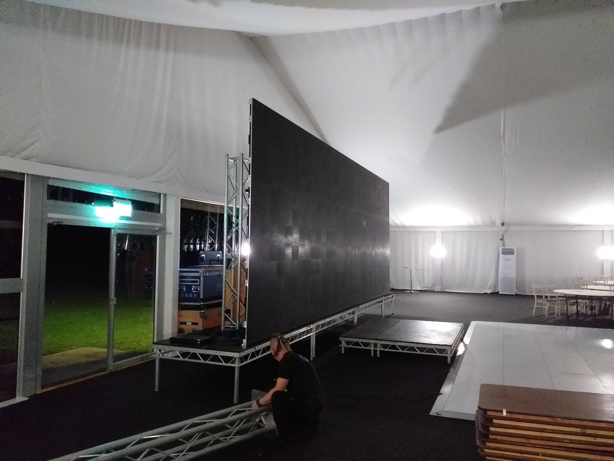 Platforms supplied for head tables and LED wall at Heythrop Park for a large scale wedding... Also truss pillars for moving head light show! 😲😄