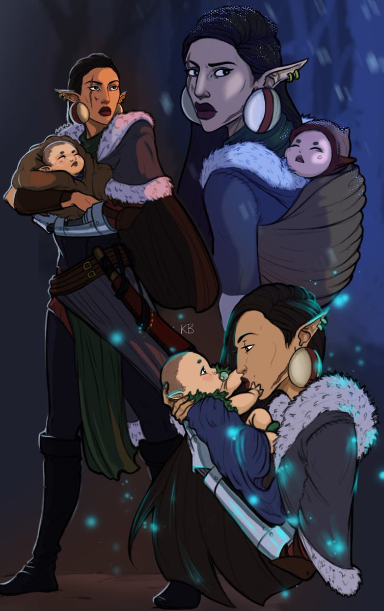 KharisKreations's tweet photo. When yo baby daddy goes through the eluvian to 'get milk'...
Just a lil spin off idea if Solas had unknowingly left Lavellan with child and it being the last thing she can think of that might change his mind~
#DragonAge #DragonAgeInquisition #solavellan @bioware @BioMarkDarrah https://t.co/wAzg3QdmW6