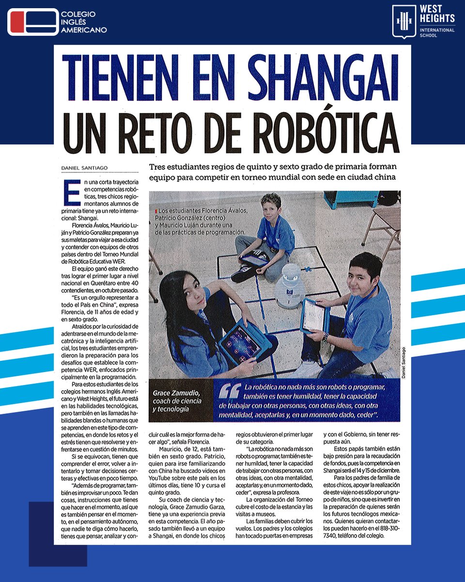 CI_Americano's tweet photo. 🤖¡Listos para Shanghái! En la recta final para su participación en el Torneo Internacional WER.

#ProudToBeCIA #NosVamosaShanghai #RobóticaEducativa #InteligenciaArtificial #Abilix #Krypton https://t.co/oazfMSmGVr