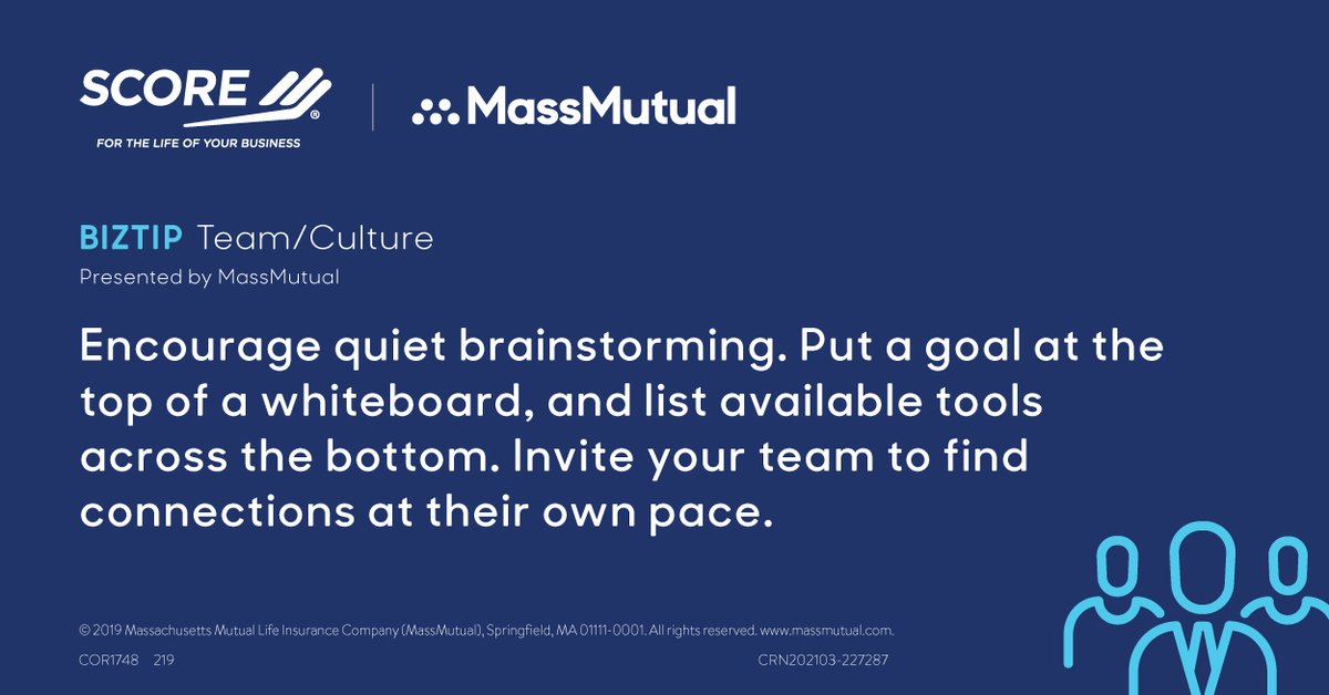 MassMutualSoFlo's tweet photo. Everyone ideates at their own pace. #biztipthursday https://t.co/vw4EWRuUes