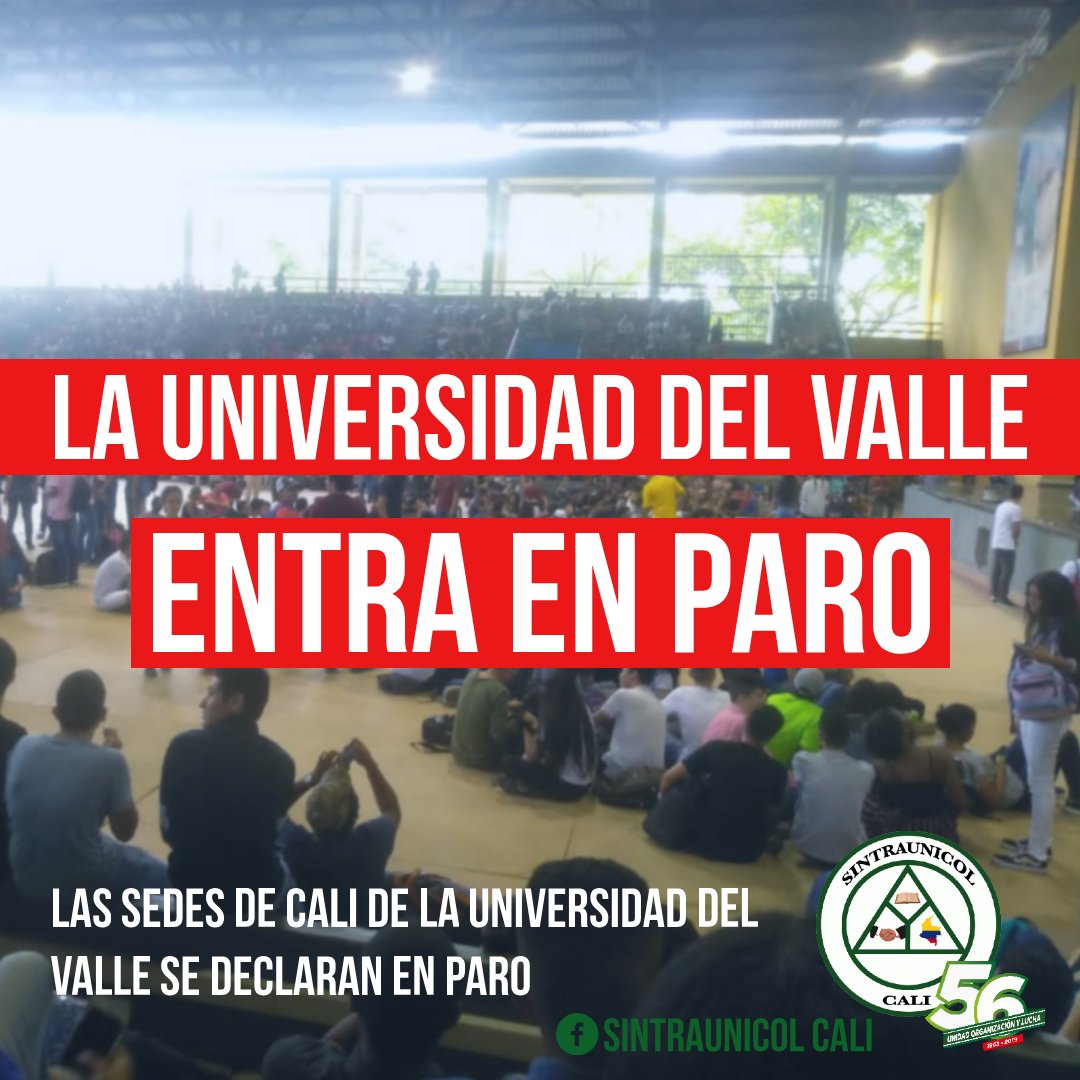 SintraunicolUV's tweet photo. #Atención La Universidad del Valle sedes Cali se declaran en Paro Indefinido ✊

#ParoNacionalIndefinido
#Paro28N
#paroindefinidoya
#paronacional28n
@Unees_Univalle @UneesCol https://t.co/Goni1VdxgJ
