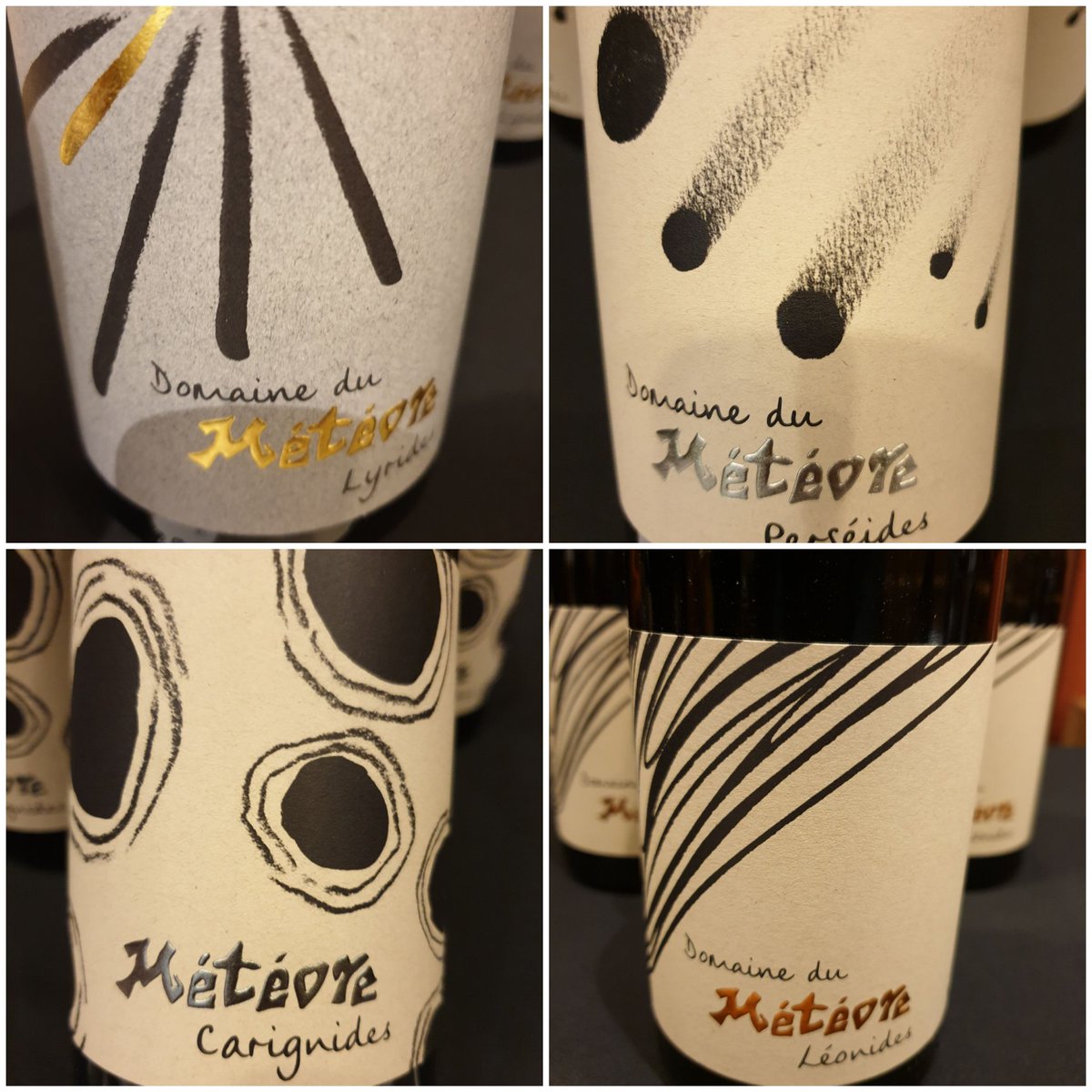 robthefoodie's tweet photo. Wines from another dimension!  Terrific tasting of Domaine du Météore. Amazing freshness in all these #organic wines, oaked or unoaked. Elegant+beautifully balanced. Vines uniquely grown in or around a meteorite crater. Beautiful labels too! #Languedoc #faugeres #stchinian https://t.co/CuGwoQKP9N