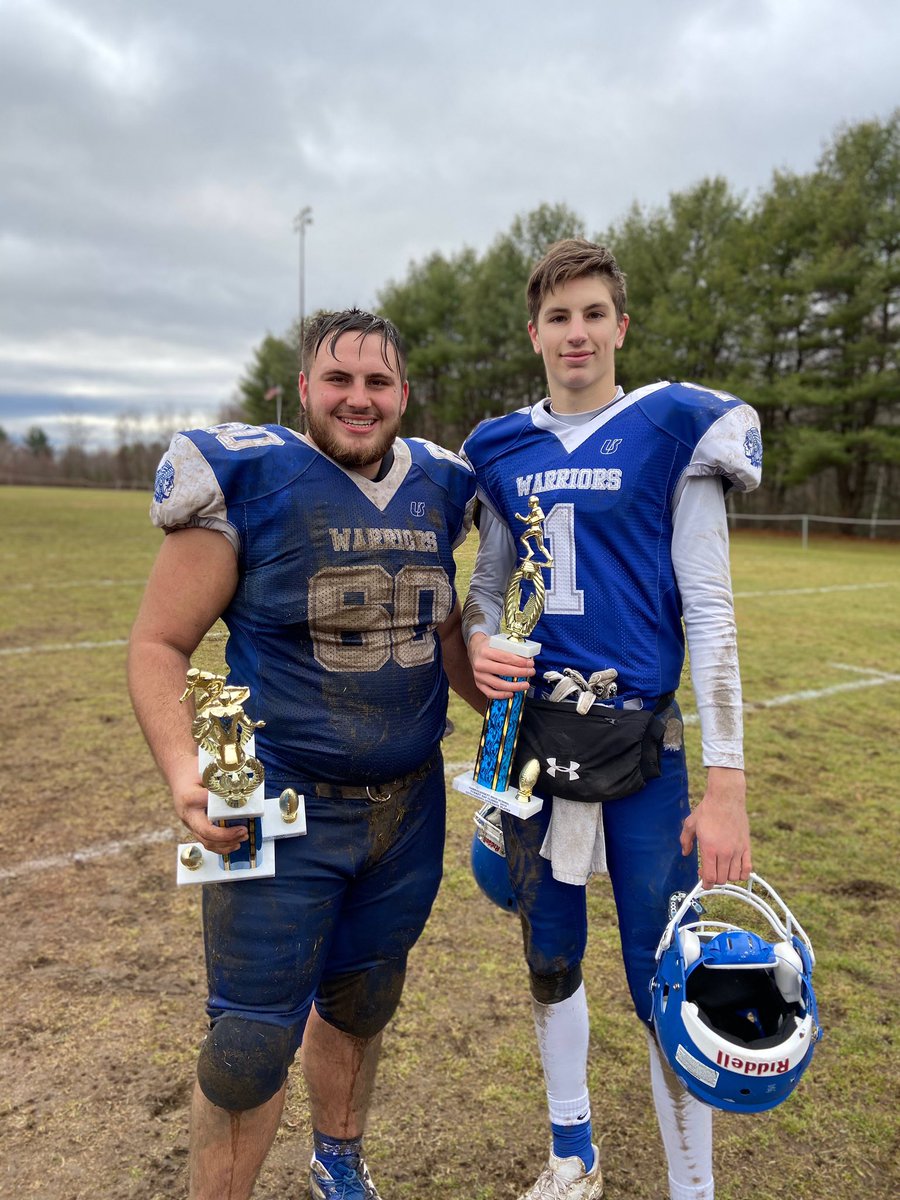 MatthewLeger11's tweet photo. #60 Nicholas Leger awarded Defensive MVP &amp; Sportmanship

#1 Damian Comaeu awarded Offensive MVP

Great Thanksgiving Day game and an excellent season for the both these two fine young men. 
@NRHSWarriors https://t.co/7lxU5Xt6Db