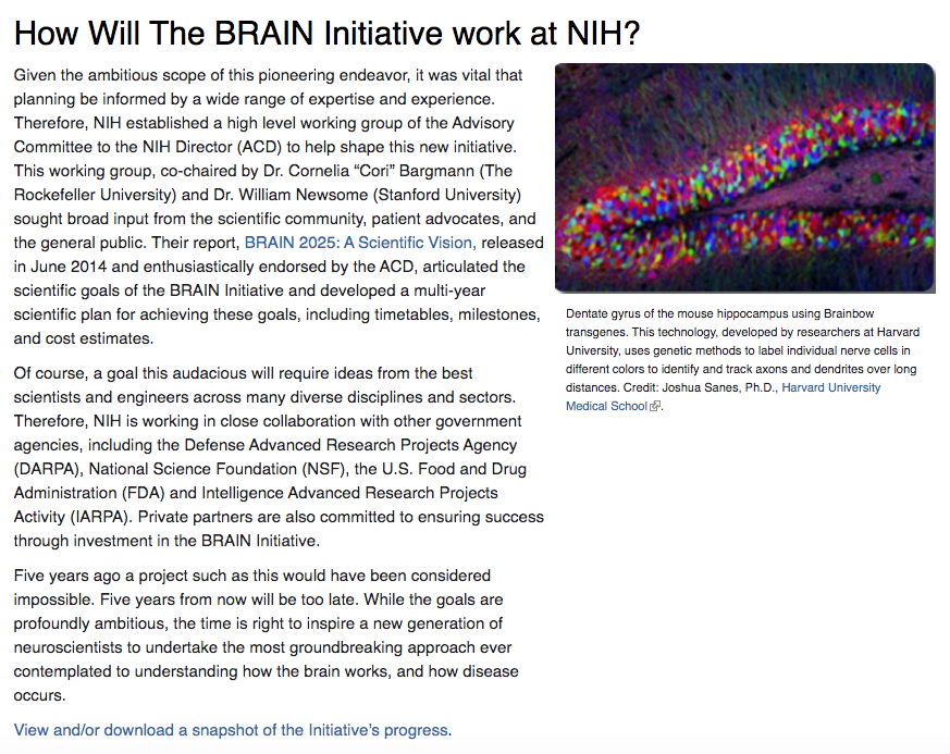 60) NIH is also involved in the aforementioned BRAIN initiative, as described on its website. Once again, this repulsive organization uses friendly wording to hide the truly sinister nature of its supposedly “benevolent” programs. Sick. https://braininitiative.nih.gov/about/overview 