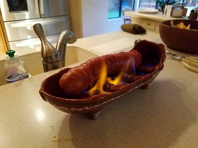 ChooseOC's tweet photo. Chouriço a Bombeiro, flame grilled Portuguese sausage.  Having a taste before the Big Turkey.  #portugesesausage #happythanksgivng
#socal https://t.co/RDLZ6lXHRb https://t.co/2MVny8RJH7