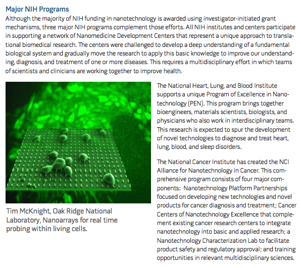 61) NIH is also deeply involved in nanotechnology, having established the NIH Nano Task Force in 2006. This is described in the document below. It’s also worth noting that NIH invests over $200 million annually on nanotechnology research. Not good. https://www.nih.gov/sites/default/files/research-training/nanotechnology-new-understanding-capabilities-approaches-improving-health.pdf