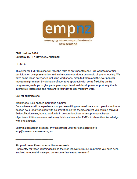 EMPAotearoa's tweet photo. Back from our hiatus to let you know that there is a call for proposals for presenting at the EMPNZ Huakina 2020, in Auckland! https://t.co/z9ww1TCjGn