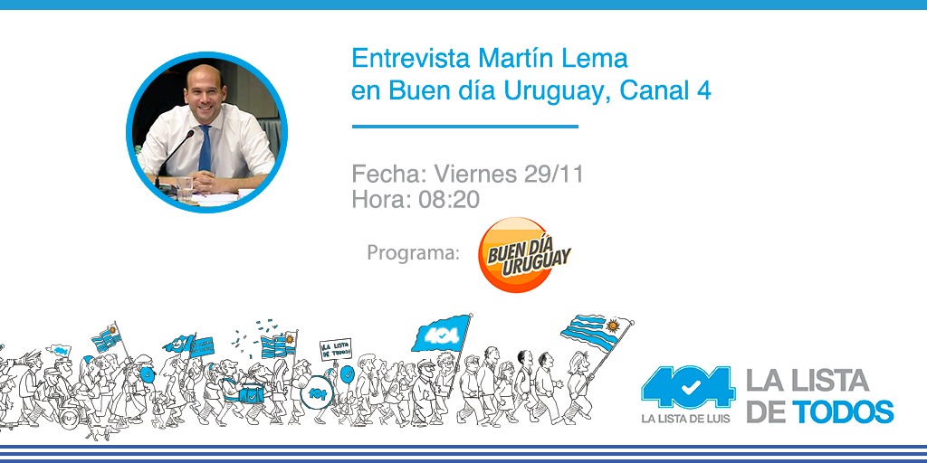 SilviaA80947908's tweet photo. Imposible perderte la entrevista al Dip.@MartinLema404, mañana en Buen día Uruguay.#EsAhora y #AhoraSi https://t.co/qfqx5a46o9