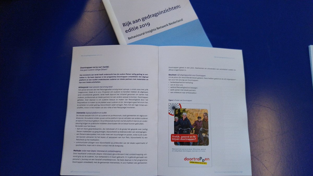 Toch wel een beetje trots: twee projecten waar ik bij betrokken ben/was in de tweede editie van de bundel 'Rijk aan gedragsinzichten'. @doortrapppen: veilig fietsen tot je 100ste en enthousiaste e-fietsers van <a href="/maastrichtbb/">MaastrichtBereikbaar</a>. Vandaag uitgedeeld op #DvhG2019