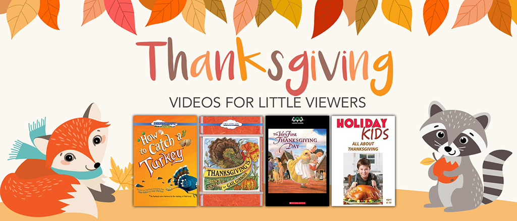 a graphic illustration of a fox and raccoon surrounded by fall leaf illustrations and movie posters for children's films