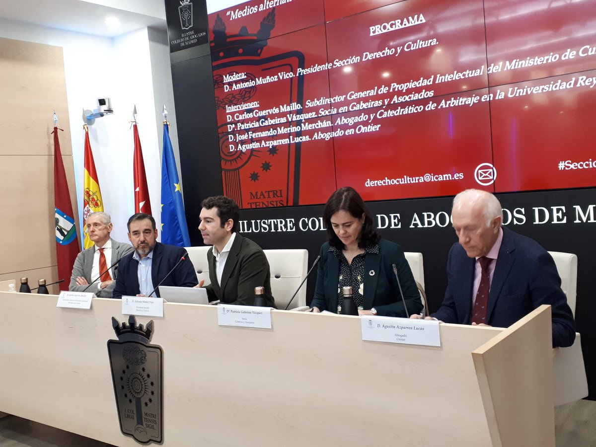 JavierJUgarte's tweet photo. At  Madrid @icam_es  #ADRSection President  @MunozVico opens debate on #Mediation &amp; #Arbitration achievements and challenges around cultural issues and industries. @JavierIscar
 @Seguimundo  @JM_AlonsoPuig  @UrquiolaPalacio @octavioarbelaez   @becajover #OMPI #ICOM https://t.co/S4wKKhuaWv