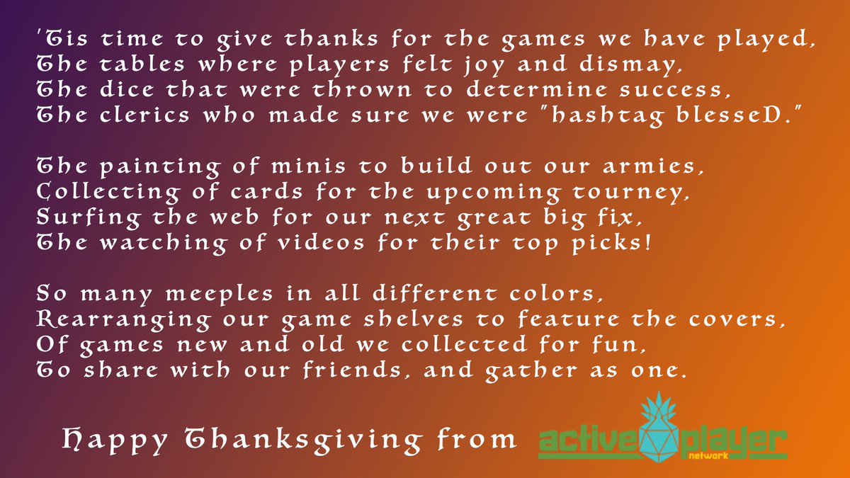 Thank you for joining us and engaging with the content we create for you! We are so grateful to share our table with all of you. #Thanksgiving #Thankful #ThankfulThursday #gaming #tabletop #boardgames #boardgamegeek #boardgame