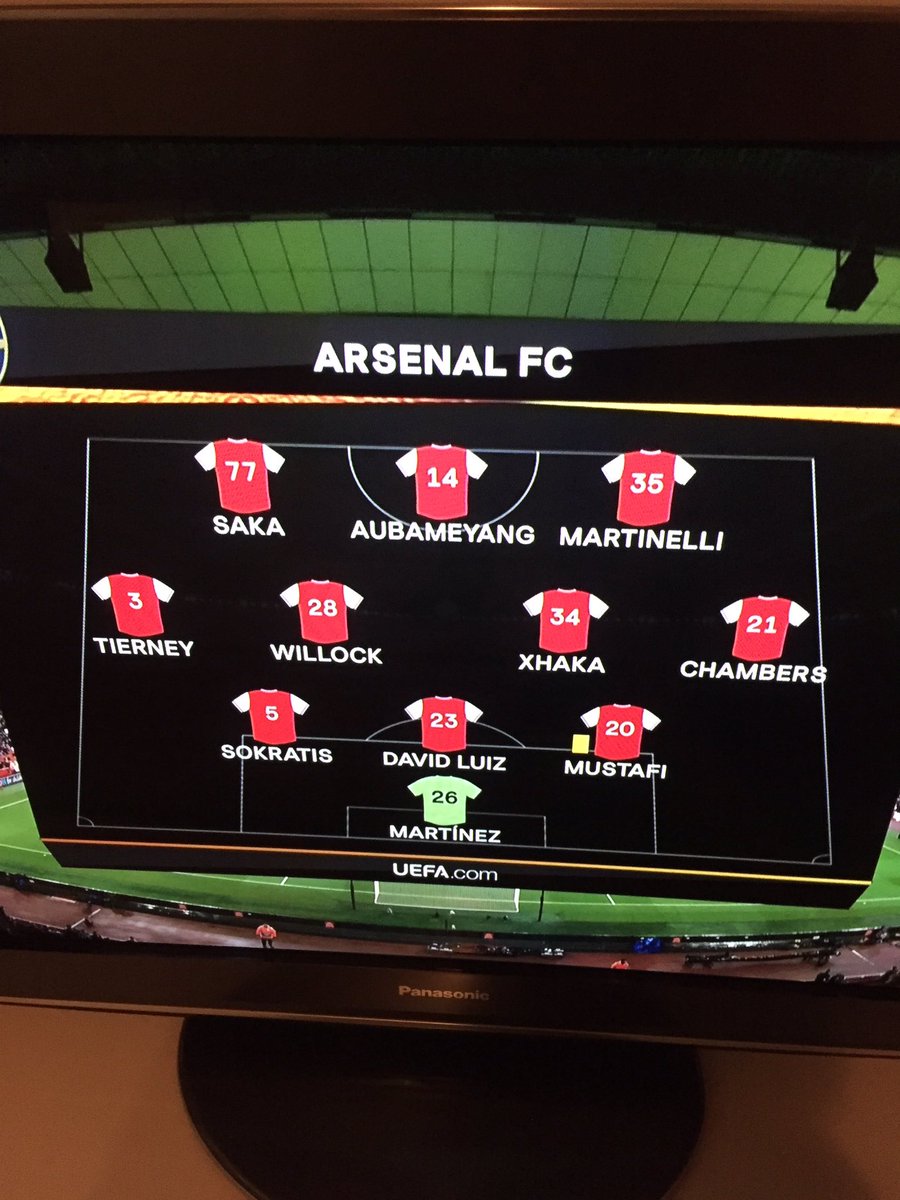 maxrushden's tweet photo. Good Europa League rule to speed up the game. Book Mustafi before the game even starts. https://t.co/8s942W2LzR