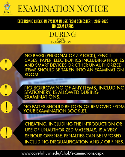 fstcavehill's tweet photo. ATTENTION ALL UNDERGRADUATE AND POSTGRADUATE STUDENTS: 
Please note that there has been a change in the way in which you (our students) will be accessing the examination rooms with effect from Semester I of the 2019/2020 Examination Period.  Kindly take note of the following: https://t.co/hxSLjwxscV