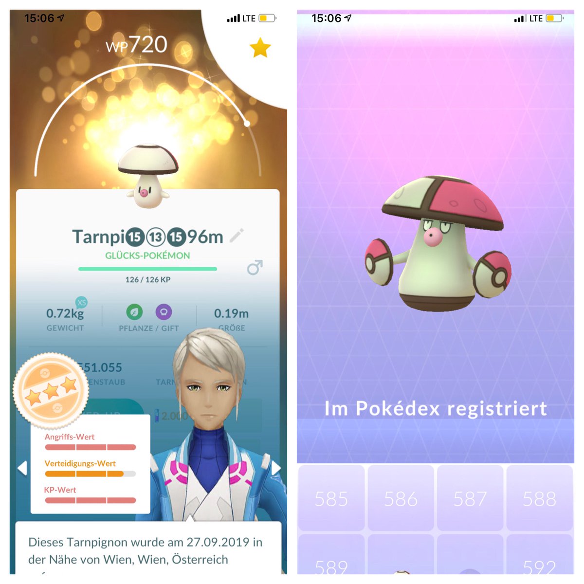 Mausmaus1976's tweet photo. Mit 3 Kollegen geschafft 🤗
Neuen Pokedex Eintrag gefangen 💪☺️
Einen weiteren Eintrag entwickelt 🤓
Hui und am Heimweg dann endlich was Glitzendes ✨😍 Nr. 3 😎
#PokemonGO #GOsnapshot #Terrakium #Shiny #Magnetilo https://t.co/x1pnJ9VSab