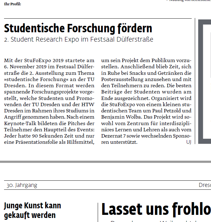 StudStiftDD's tweet photo. #StudentischeForschung fördern : 2. #StudentResearchExpo ... https://t.co/Dn7EFYWq45 (nr. 19) "Das Projekt wird sowohl vom Zentrum für interdisziplinäres Lernen und Lehren als auch vom Dezernat 7 sowie wechselnden Sponsoren unterstützt." ⬅️ Das sind 2019 wir: 5.000 💶 #StuFoExpo. https://t.co/PlEugCZzrJ