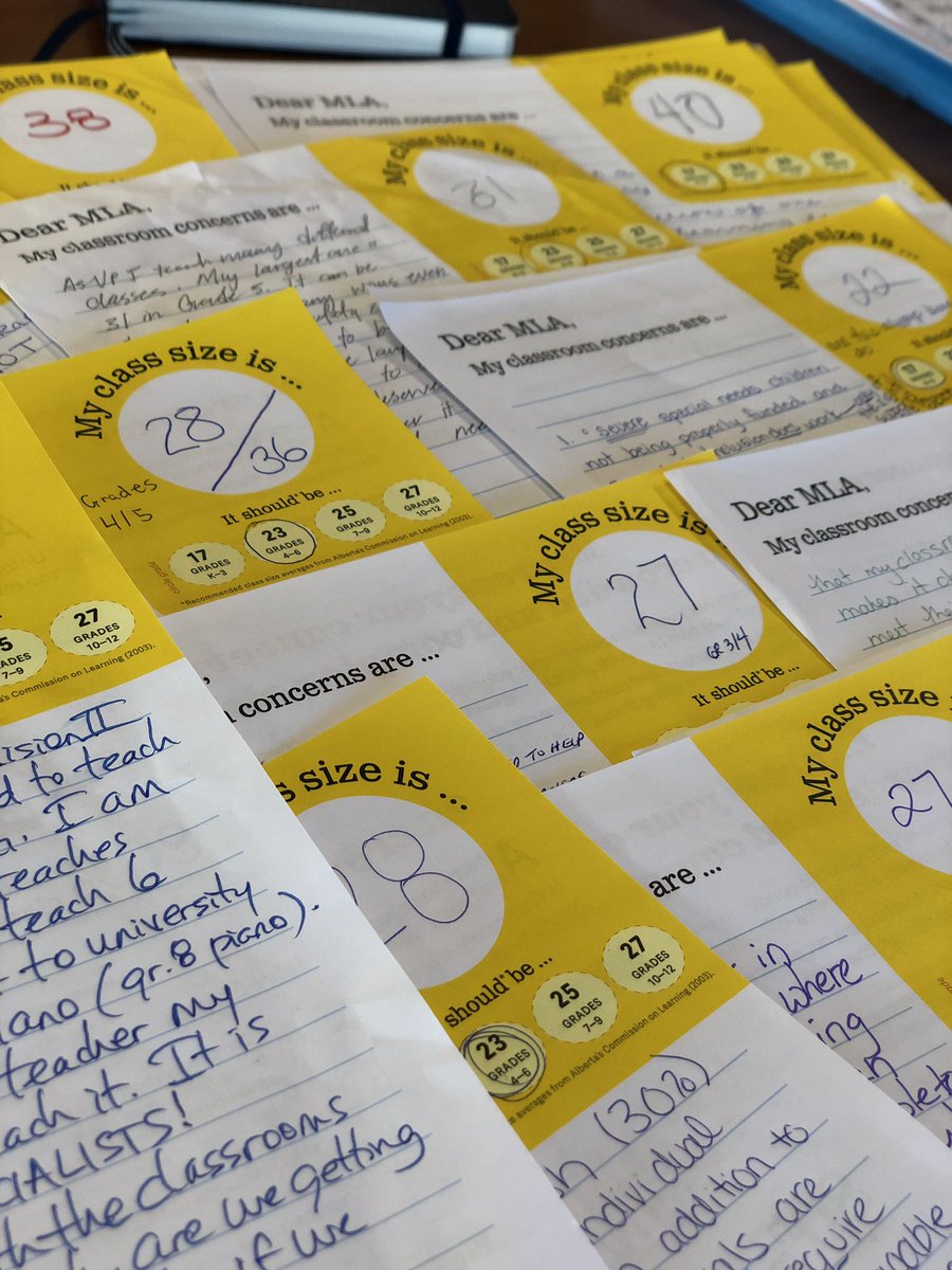 schill_dawg's tweet image. Off to meet with the Minister soon, will deliver more #MyClassSizeIs letters. Colleagues, keep these letters coming as they detail the impacts of large class sizes and complexities on our students. Especially with a budget that cut funding. #abed @albertateachers