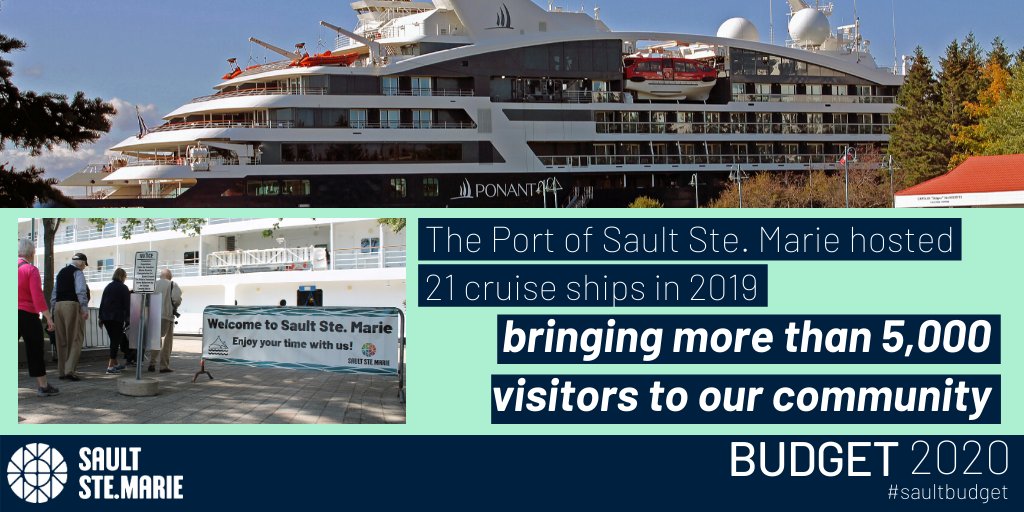 CitySSM's tweet photo. Cruise ships are a growing aspect of the local tourism industry. These ships bring tourists to the #Sault that spend money at restaurants, shops & stores. The @SSM_DTA & @SaultTourism, along with the City, are working to ensure these visitors enjoy their time here. #saultbudget https://t.co/aVro4ktFGn