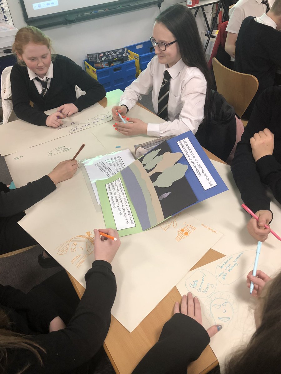 BeeslackEnglish's tweet photo. There’s a real energy and enthusiasm in the groups as they produce poetry, newspapers, creative writing, comic creations and a unique spin on our very own ghostly resident of the Art department - The White Lady! @metaphrog https://t.co/mx03KYZZEQ