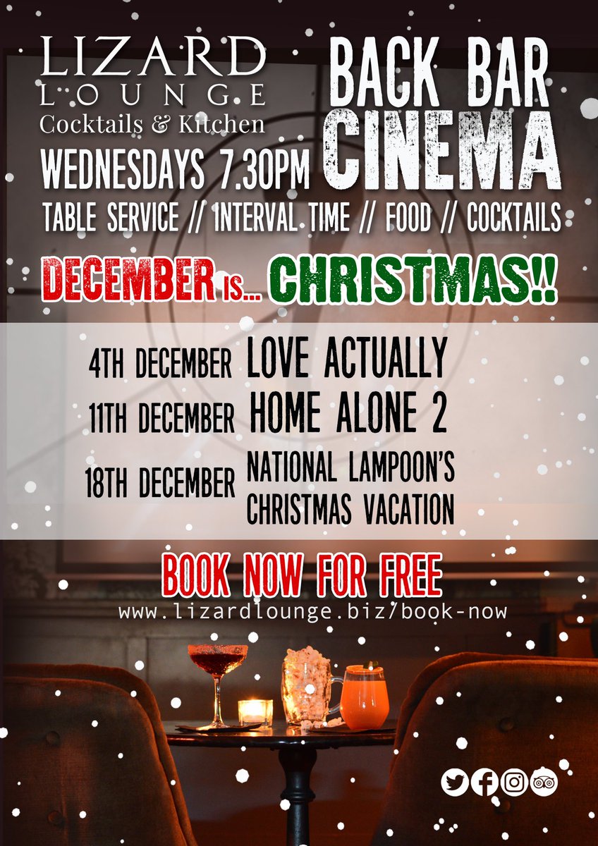 🍿BACK BAR CINEMA 🎬 Every Wednesday 7.30pm 🎅🏻In DECEMBER it’s all about CHRISTMAS🎄Free screening 🎅🏻Free popcorn 🎅🏻Food Menu 🎅🏻2 Cocktails for £12 til 10pm🎅🏻Reserve your seat online 🎬 🍿#southwoodford #e18