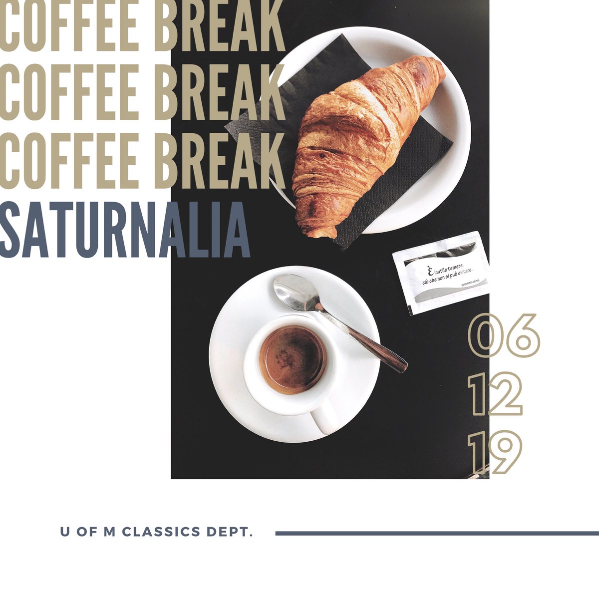 UM_Classics's tweet image. The department is hosting a Saturnalia! Join us over a cup of coffee and snacks as we say farewell to the fall semester in the University College Concourse Lounge on Fri, Dec 6th, 2019, at 9-10 am. Sportulae (small gifts) will be handed out. We hope to see you there! #umclassics