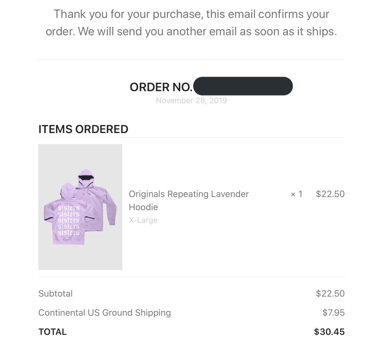lavender sisters hoodie
