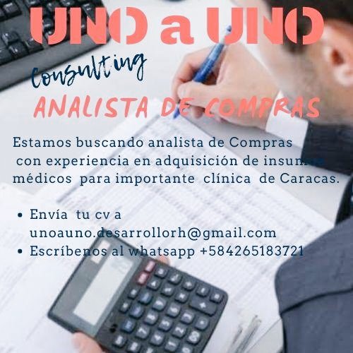 ConsultingUno's tweet photo. Buscamos Analista de Compras. Preferiblemente con experiencia en el sector Salud. Para trabajar en reconocida clínica, ubicada en la zona Sur de Caracas. Interesados enviar CV: talent@unoaunoconsulting.com / unoauno.desarrollorh@gmail.com https://t.co/tCEsWwK0m1
