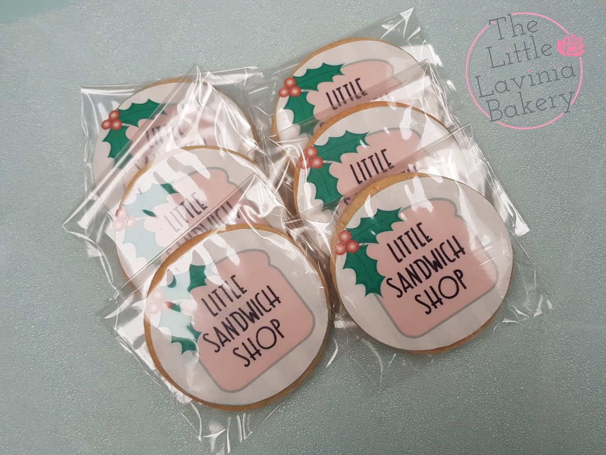 LaviniaBakery's tweet photo. Logo cookies for the Christmas raffle at #LittleSandwichShop in #DartfordTownCentre. Pop in and buy a ticket (or 2) - they have some lovely goodies you could win! 🎄🎄🎄#Christmascookies #logocookies #shoplocal #Dartfordbusiness https://t.co/MQ12MgCTc9