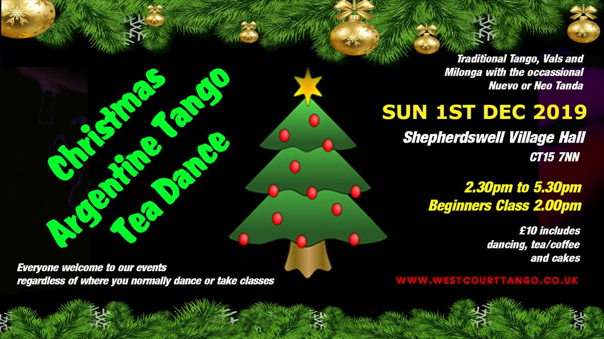 TangoJester's tweet image. Our Christmas Argentine Tango Tea Dance is this Sunday 1st December at Shepherdswell Village Hall from 2.30pm. Free Beginners Lesson 2pm-2.30pm