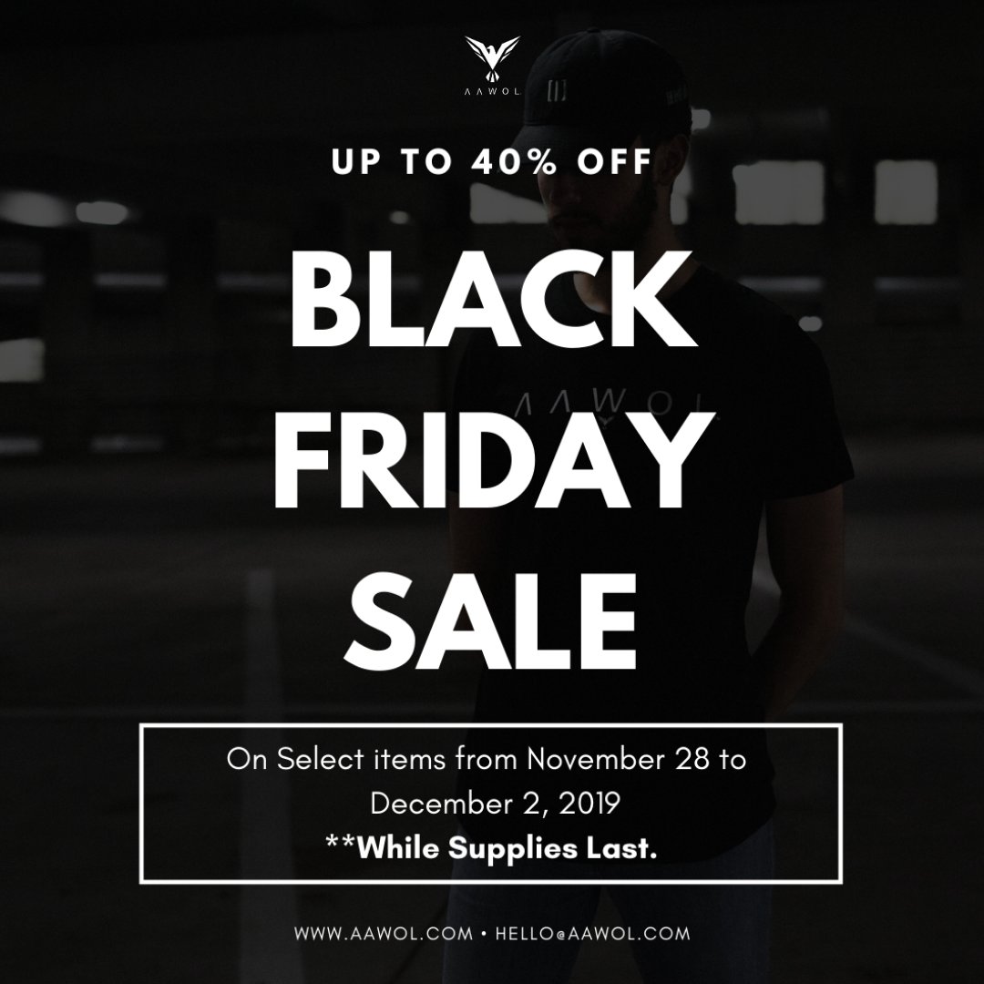 Black Friday Has Arrived At AAWOL.com. Get up to 40% Off On Your Order. While Supples Last. #SecureTheWin