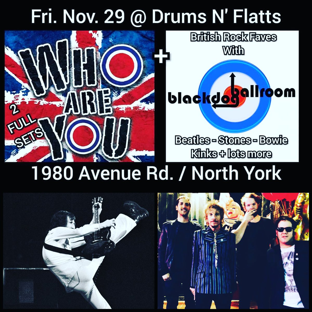 Friday @ <a href="/DrumsNFlats/">Drums N Flats</a> #Toronto

<a href="/BlakdogBallroom/">Blackdog Ballroom</a> performs a special tribute to THE WHO + all your favorite British rock classics!

Rsvp:
facebook.com/events/s/who-a…

#livemusic #music #thewho #rockandroll #UK #england #event #performance #rock #RT #thesix #yyz