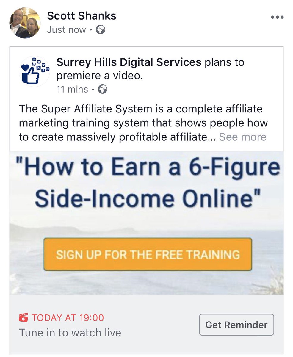 A way to generate an additional income stream before the New Year! If you have some spare time then this might be of interest to you. It is 1 training video to watch &amp; might get you another income stream! The Super Affiliate System - bit.ly/2QlWLow