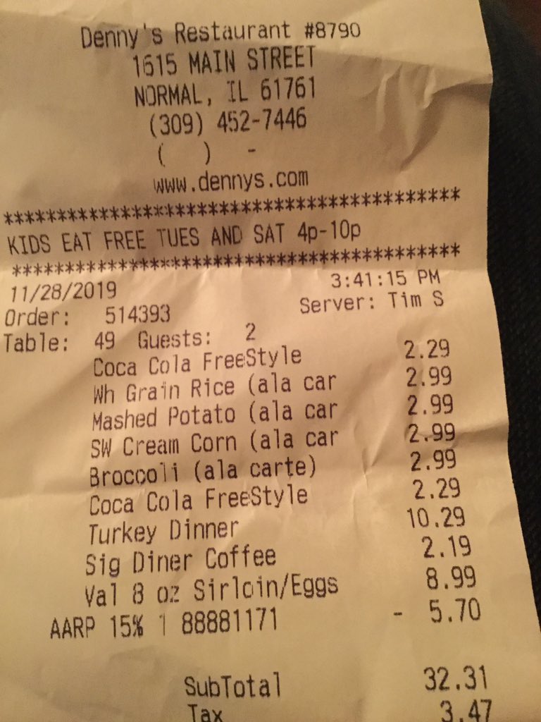 ladyjanet's tweet photo. @DennysDiner 
So I got four sides and paid more than my son’s whole dinner? Now if my son had ordered four extra sides he would have paid $1.29 each for what I paid $2.99 for?? Not cool. All I got from the manager was a ‘sorry.’ https://t.co/tQxSOUazpl