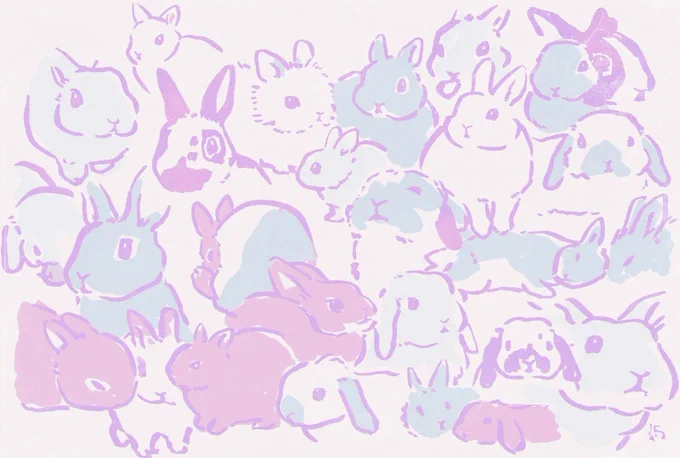ツイッターでうさぎさんを見せてもらって描いた絵をうさぎさんに見せている写真を人に見せるツイート 