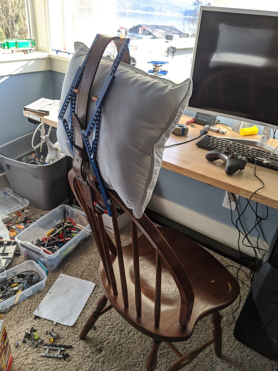 aTechAddict_com's tweet image. I love what the next generation of #tinkers (yes not thinkers) will bring. My son woke up one morning this week with a stiff neck and it hurt to move. So to help hold his head up while at the computer he built a head rest out of #legos complete with a pillow. #lifehacks