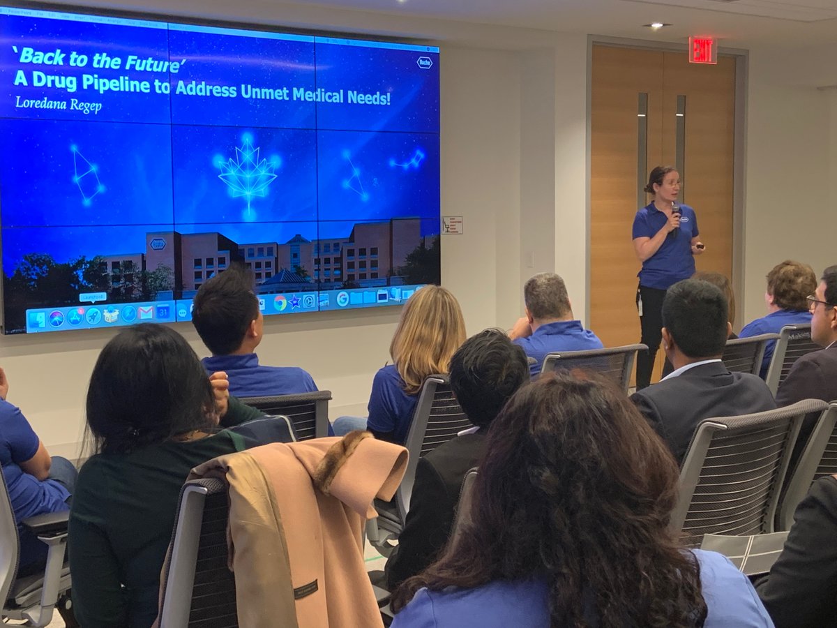 RocheCanada's tweet photo. We are driven to make a difference for patients. Loredana Regep, VP Med &amp; Reg Affairs, speaking to our open house guests about Roche’s priority therapeutic areas to address unmet medical needs. https://t.co/6BDkCeM7zc