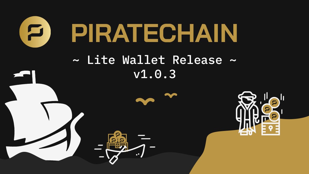 PirateChain's tweet image. Ahoy Pirates!

The LITE WALLET is now officially released!

Special thanks goes to adityapk00 from Zcash for doing all of the heavy lifting and our Captain MrLynch for making it usable for Pirate!

Download the wallet here: pirate.black/wallets