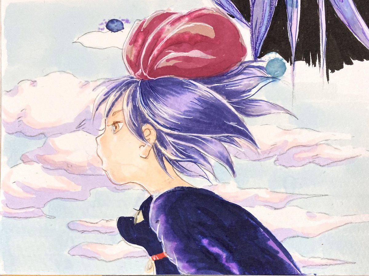 Ia 水彩とコピックで 魔女宅のキキ その他又 Youtube見ながら描いた絵です オーロラ難しいね 水彩 コピック
