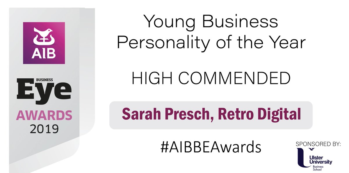 BusinessEyeNI's tweet photo. Young Business Personality of the Year HIGHLY COMMENDED: Sarah Presch, Retro Digital @retrodigital_ie #AIBBEAwards https://t.co/sT1JgeRmPy
