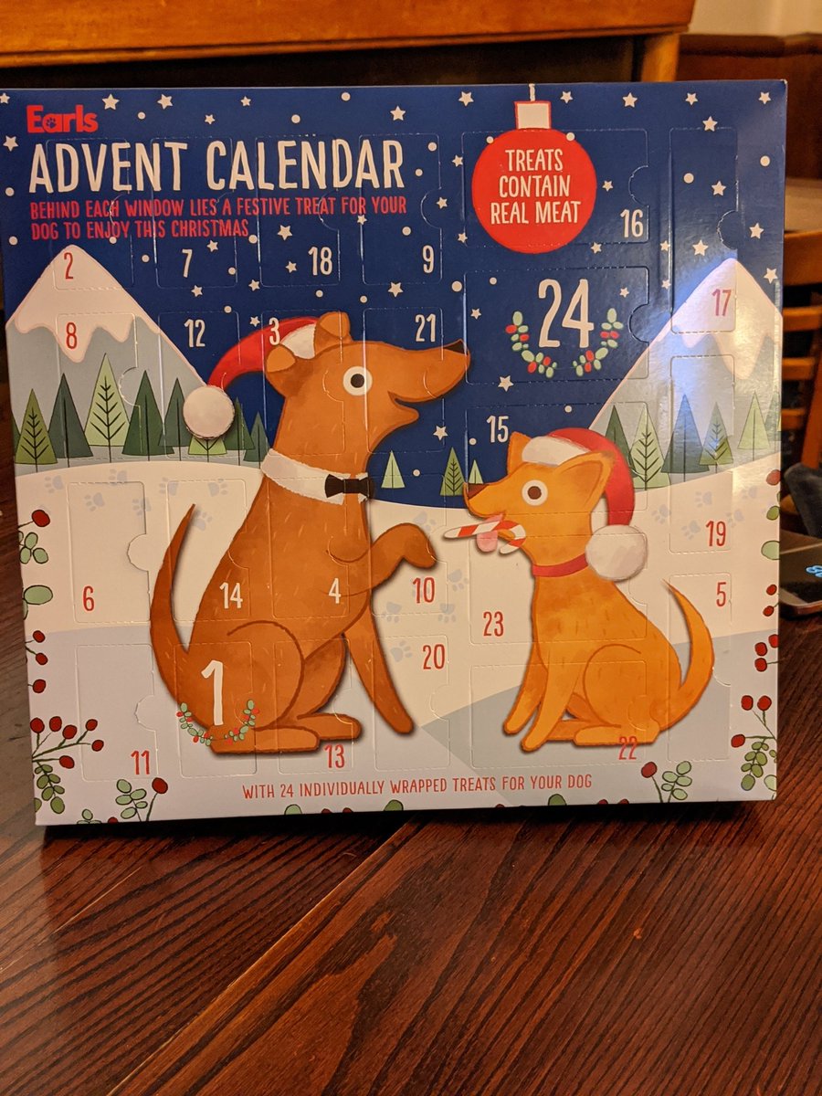 liz2d3's tweet photo. This morning Clivey asked me to put the Advent calendars in the car to take round to his daughters, 2 Cadbury ones for the boys &amp; this one for his daughter, good job I noticed 😂, should have gone to #specsavers 😂 #doggytreats https://t.co/wvntU93qhn