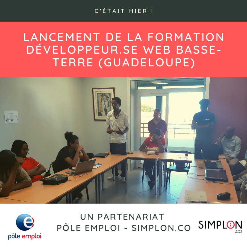 📢 C'était hier : événement de lancement de la formation <développeur.se web> Basse-Terre (9 mois de formation) 
👉 un partenariat @Poleemploi_971 @pole_emploi / <a href="/simplonco/">ok</a> . En présence de nos partenaires.
