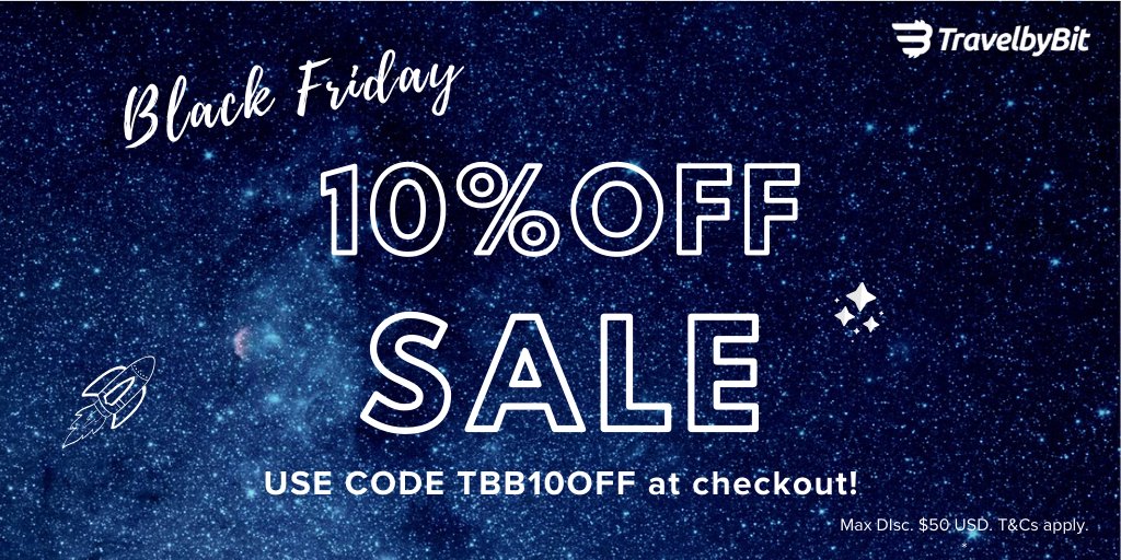 🔥#BlackFridaysale is here!

Use code 𝗧𝗕𝗕10𝗢𝗙𝗙 at checkout to enjoy 10% OFF all flights and hotels (max discount of US$50 per booking) ✈️

Book now on travelbybit.com! 🏝️